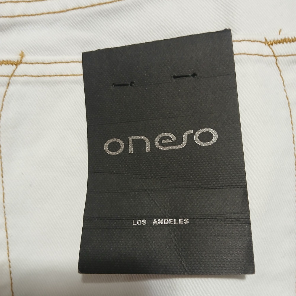 Oneso Los Angeles Jeremy MR 2 Tone WL Wide Leg Jeans White Blue Size 29 BYW8170 - Picture 3 of 12